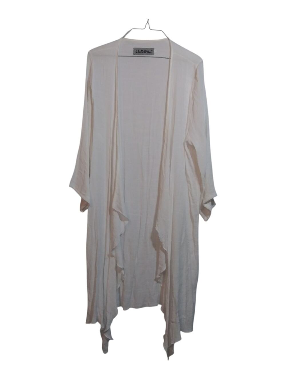 Cherie Bliss Open-Front White Waterfall Duster Neutral Lightweight Size M